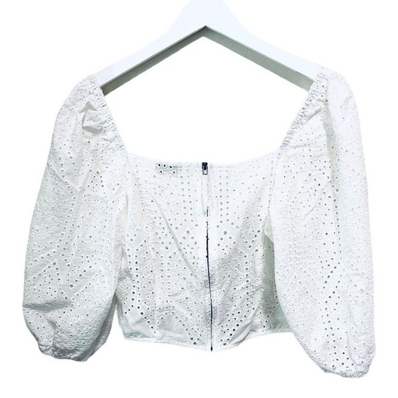 Socialite Square Neck Eyelet Crop Top - Picture 1 of 8